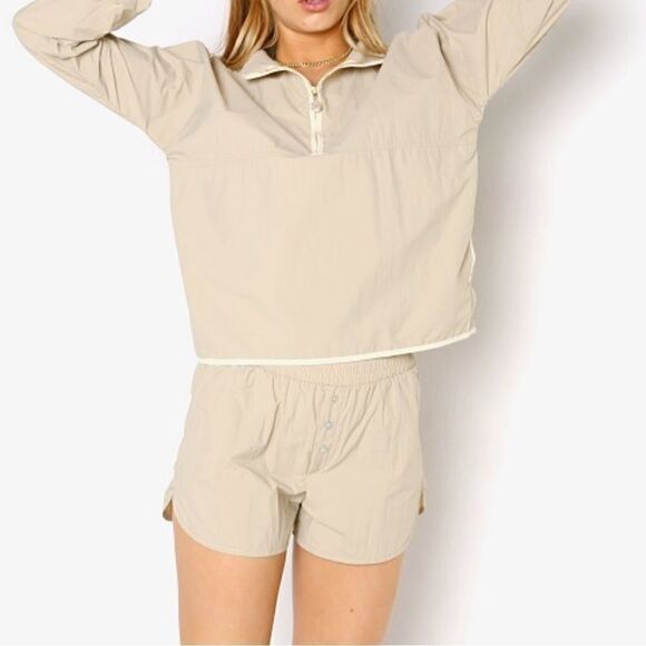 NWT - DONNI. Plus Size Nylon Pull On Shorts - Color Stone/Light Khaki - Size XXL - Picture 3 of 5